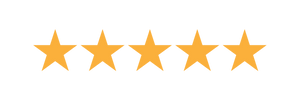 Five yellow stars in a horizontal row on a light gray background, representing a five-star rating.
